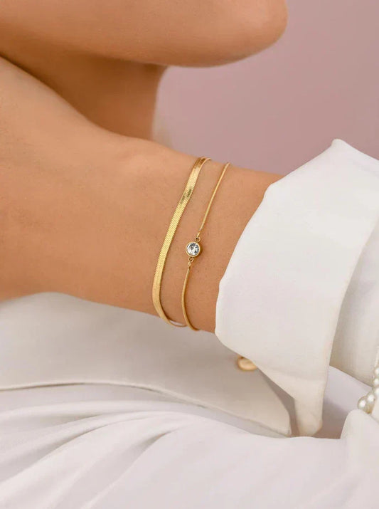 bracelet-double-zmijka-krysztalek-złoty-s108180z00